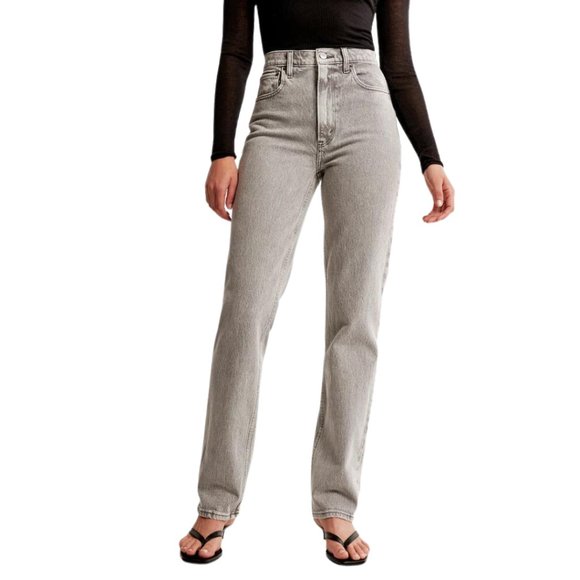 Abercrombie & Fitch Denim - Abercrombie & Fitch The 90's Straight Jeans Ultra High Rise Curve Medium Wash 6